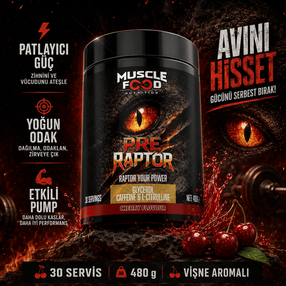 Muscle Food Pre Raptor Preworkout 480 G Vişne