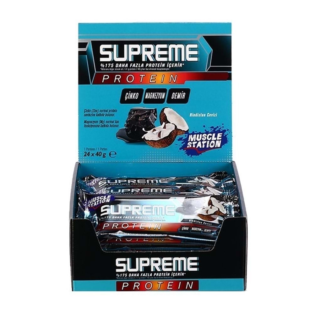 Muscle Station Supreme Protein Bar 24 x 40 Gr Dark Chocolate Coconut