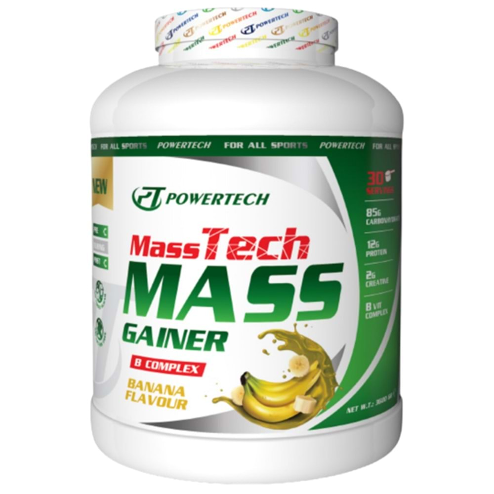 Powertech MassTech Mass Gainer 3600 Gr 30 Servis Muz Aromalı