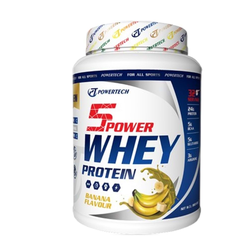 PowerTech 5Power Whey Protein 960 Gr 32 Servis Muz Aromalı