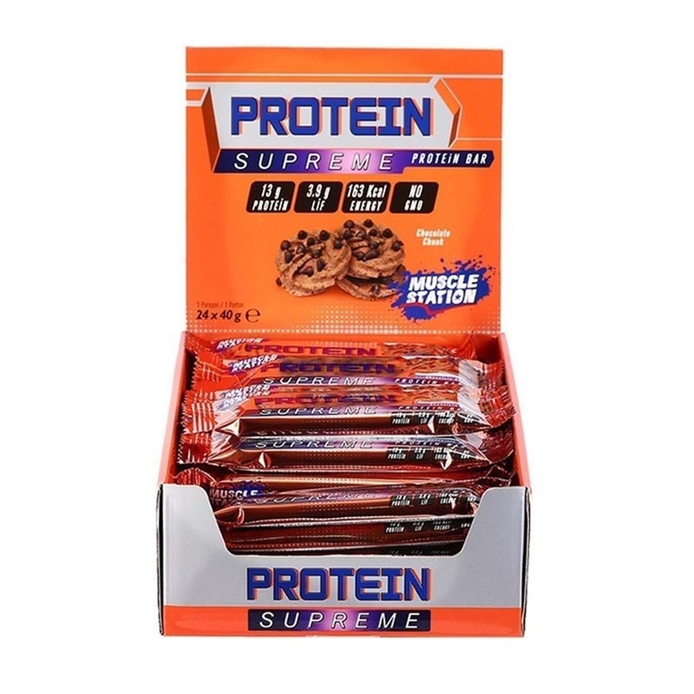 Muscle Station Supreme Protein Bar 24 x 40 Gr Chocolate Chunk