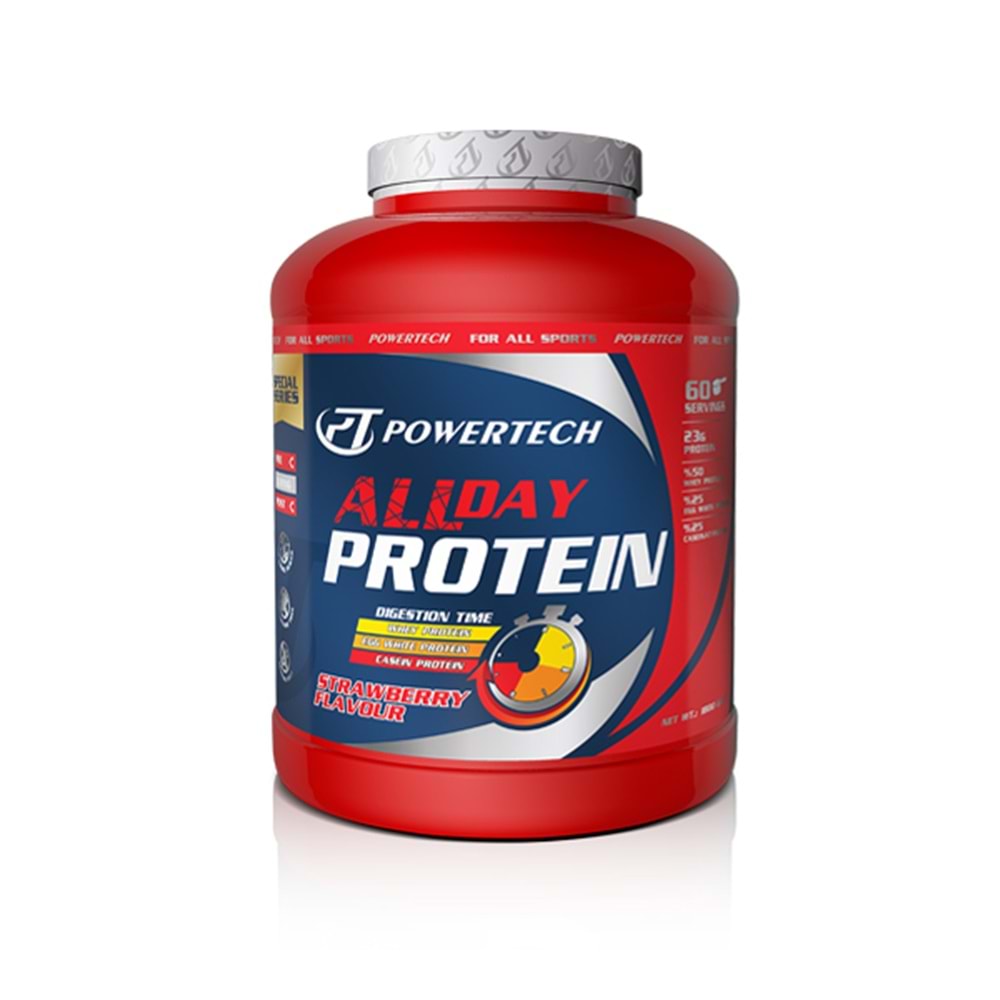 PowerTech AllDay Protein 1800 gr 60 Servis Çilek Aromalı