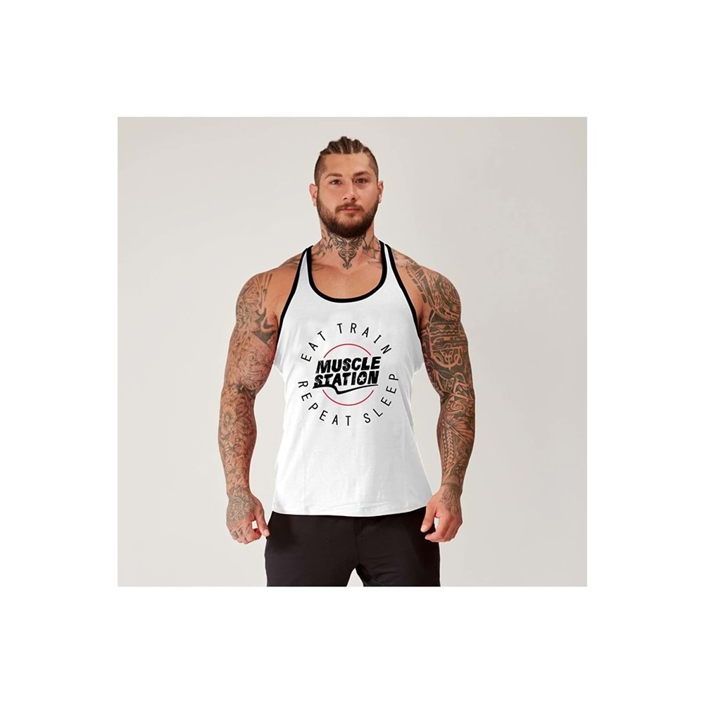 Muscle Station Antrenman Atlet BEYAZ ETRS - L