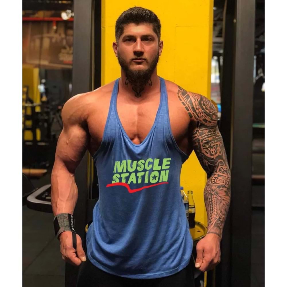 Muscle Station Fitness Antrenman Atlet AÇIK MAVİ - XL