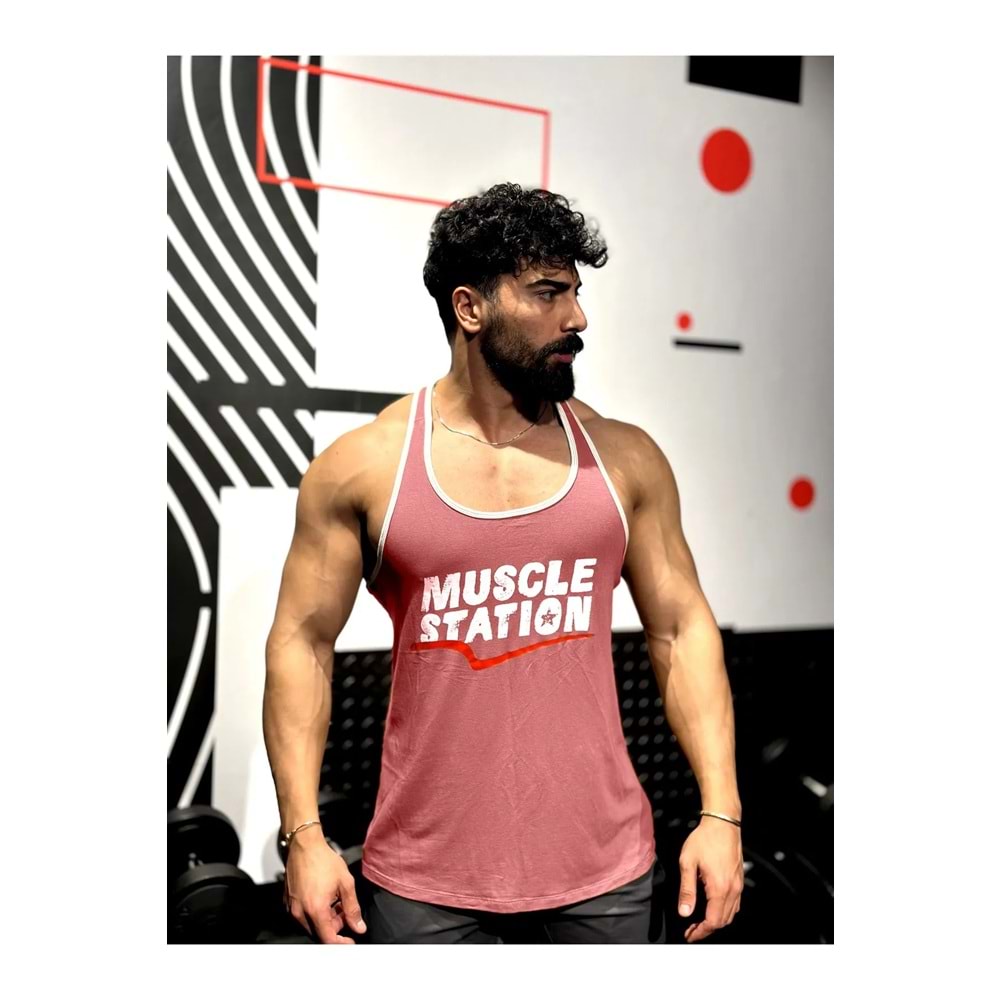 Muscle Station Antrenman Atlet BORDO BEYAZ DİKİŞ L