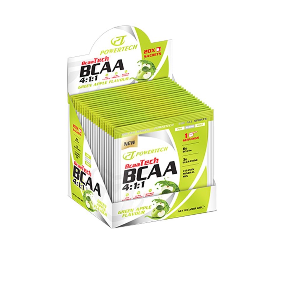 PowerTech BcaaTech Bcaa 4:1:1 Sachets 20*10 Gr Y.elma Aromalı