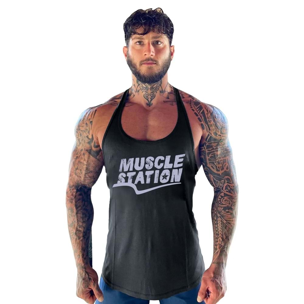 Muscle Station Gymbro Atlet - SİYAH GRİ - L