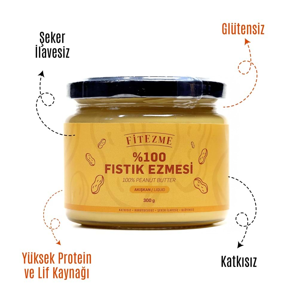 FİTEZME %100 Fıstık Ezmesi Akışkan 300g