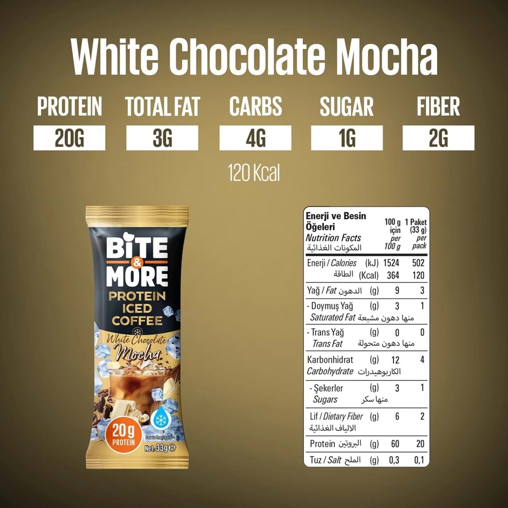 Bite More Proteinli Soğuk Kahve 33g x 10 adet White Chocolate Mocha