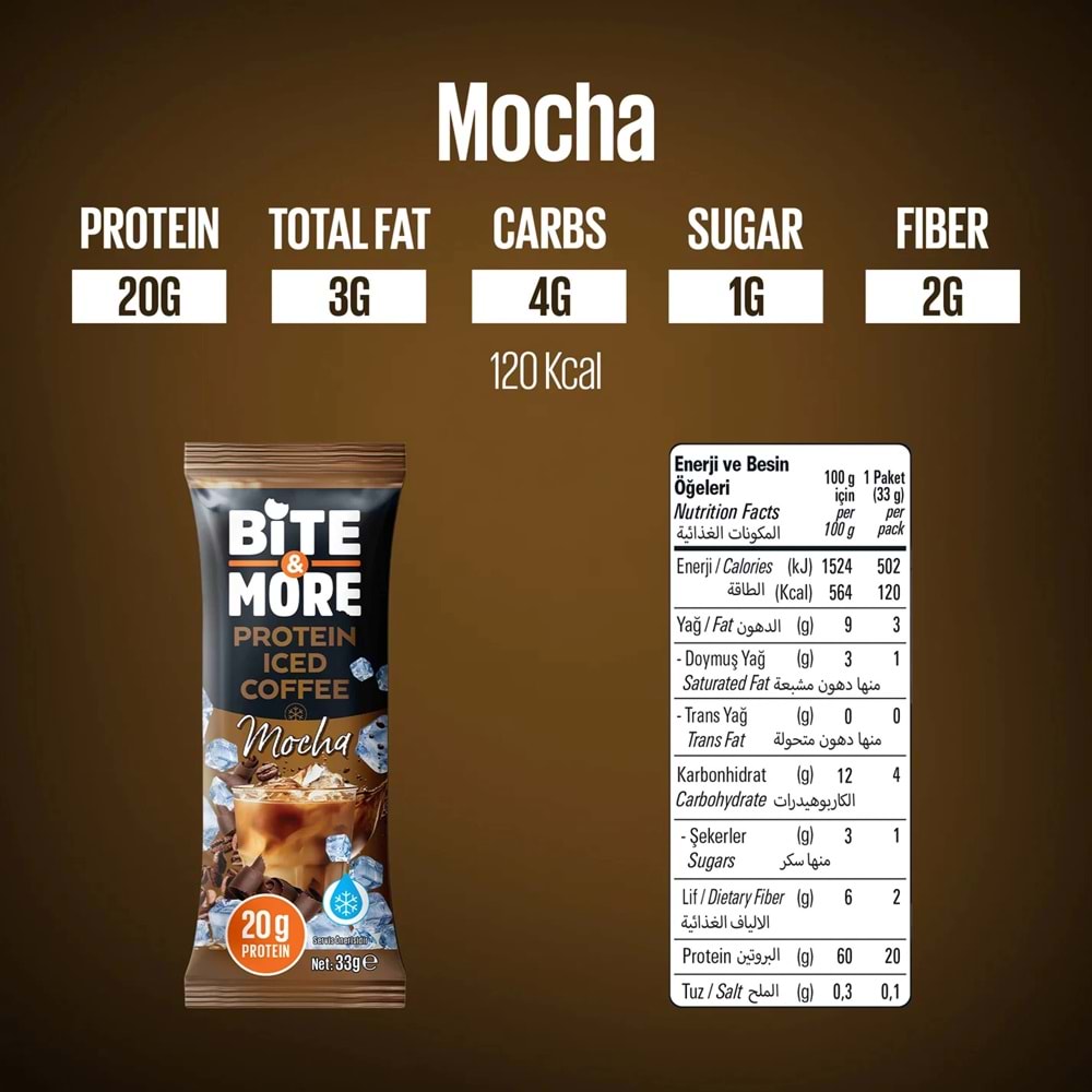 Bite More Proteinli Soğuk Kahve 33g x 10 adet Mocha