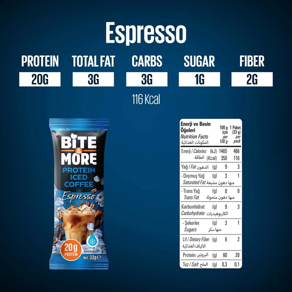 Bite More Proteinli Soğuk Kahve 33g x 10 adet Espresso
