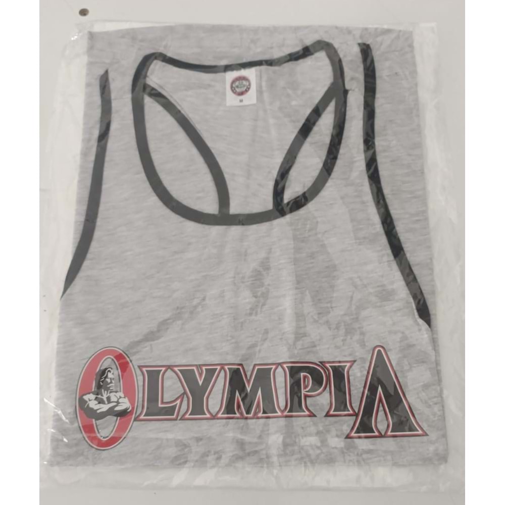 OLYMPIA Baskılı Erkek Fitness Sporcu Atleti - GRİ - M