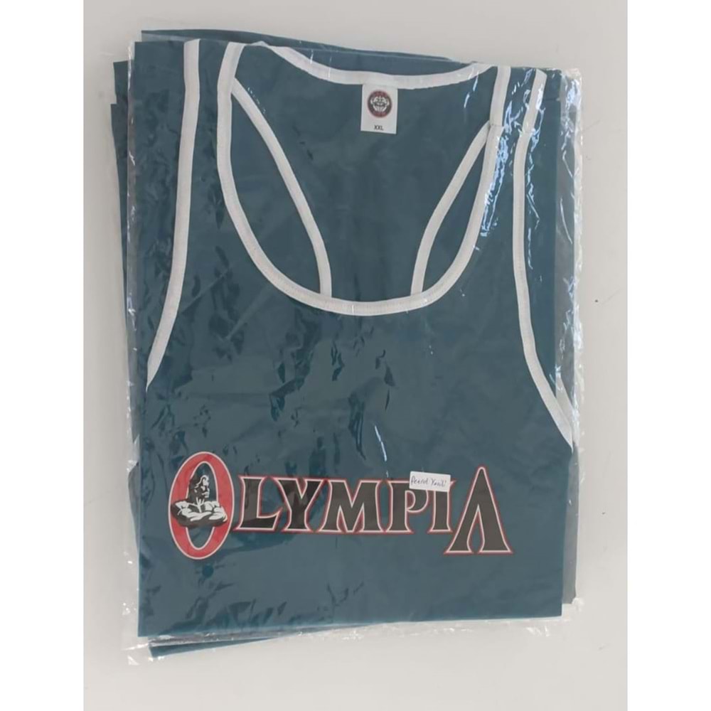 OLYMPIA Baskılı Erkek Fitness Sporcu Atleti - Petrol Yeşili - M