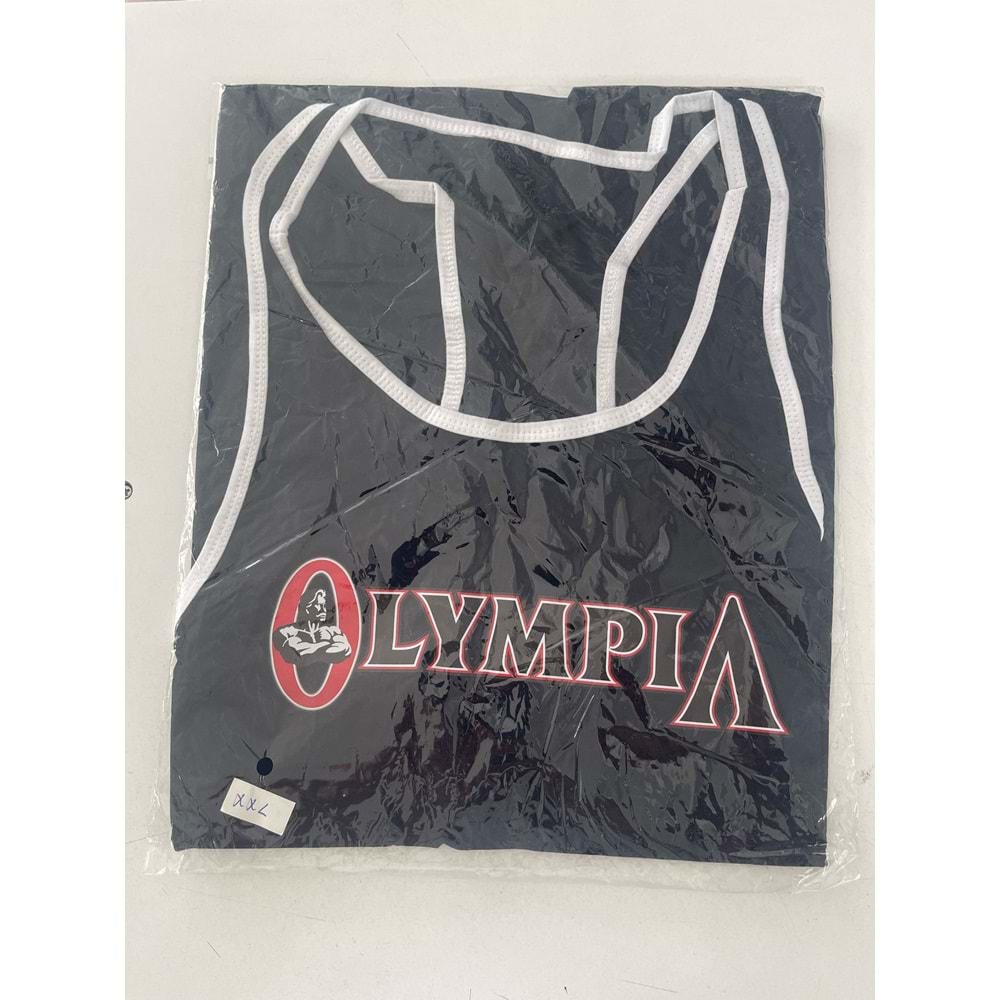 OLYMPIA Baskılı Erkek Fitness Sporcu Atleti - SİYAH - XXL