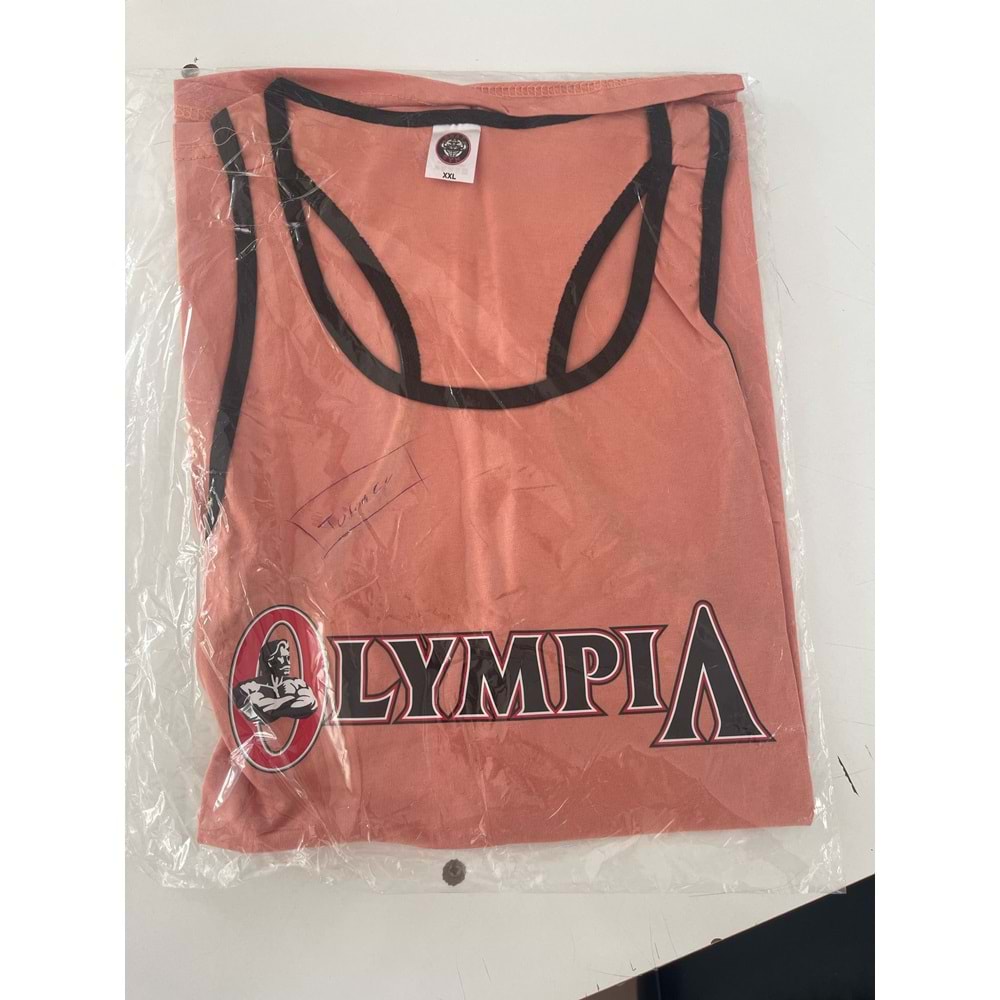 OLYMPIA Baskılı Erkek Fitness Sporcu Atleti - TURUNCU - XXL