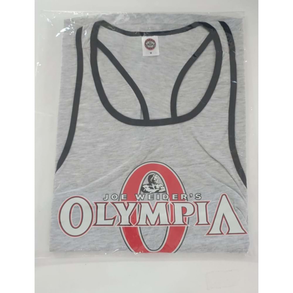 Joe Weıders OLYMPIA Baskılı Erkek Fitness Sporcu Atleti - GRİ - L
