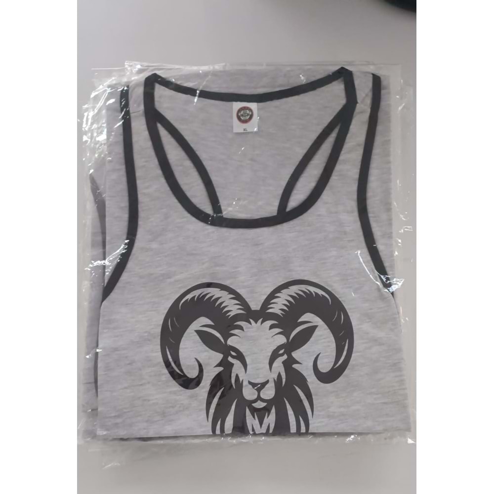 GOAT Baskılı Erkek Fitness Sporcu Atleti - GRİ - M