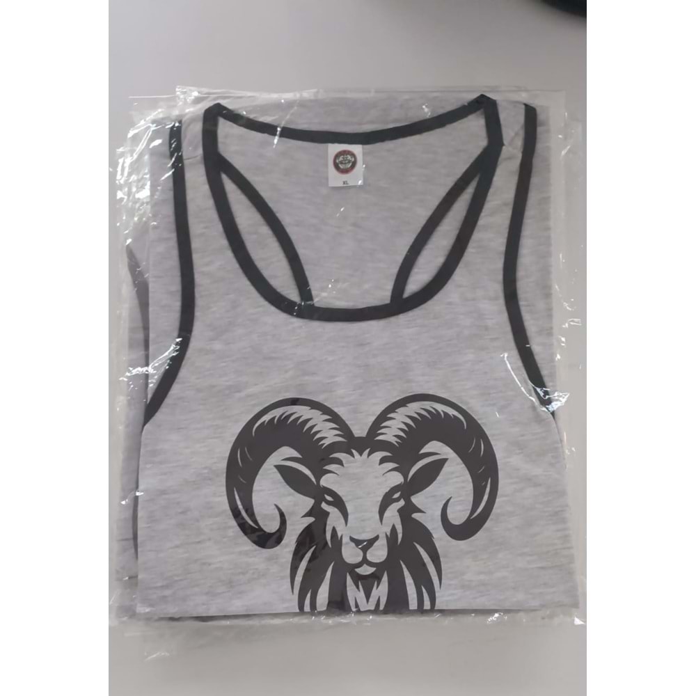 GOAT Baskılı Erkek Fitness Sporcu Atleti - GRİ - XL