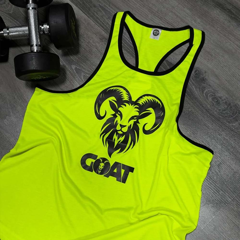 GOAT Baskılı Erkek Fitness Sporcu Atleti - Neon Yeşil - XL