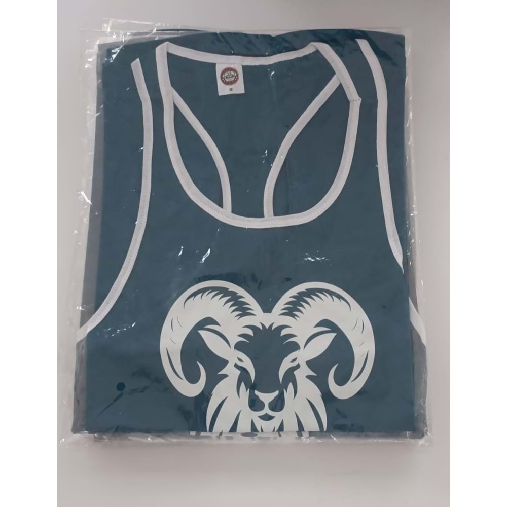 GOAT Baskılı Erkek Fitness Sporcu Atleti - Petrol Yeşili - M