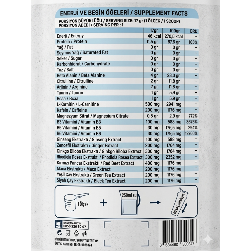 Sporfit Unlimit Pre-Workout 510 Gr Kola