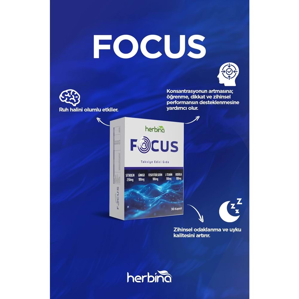 HERBİNA focus sitikolin 30 kapsul