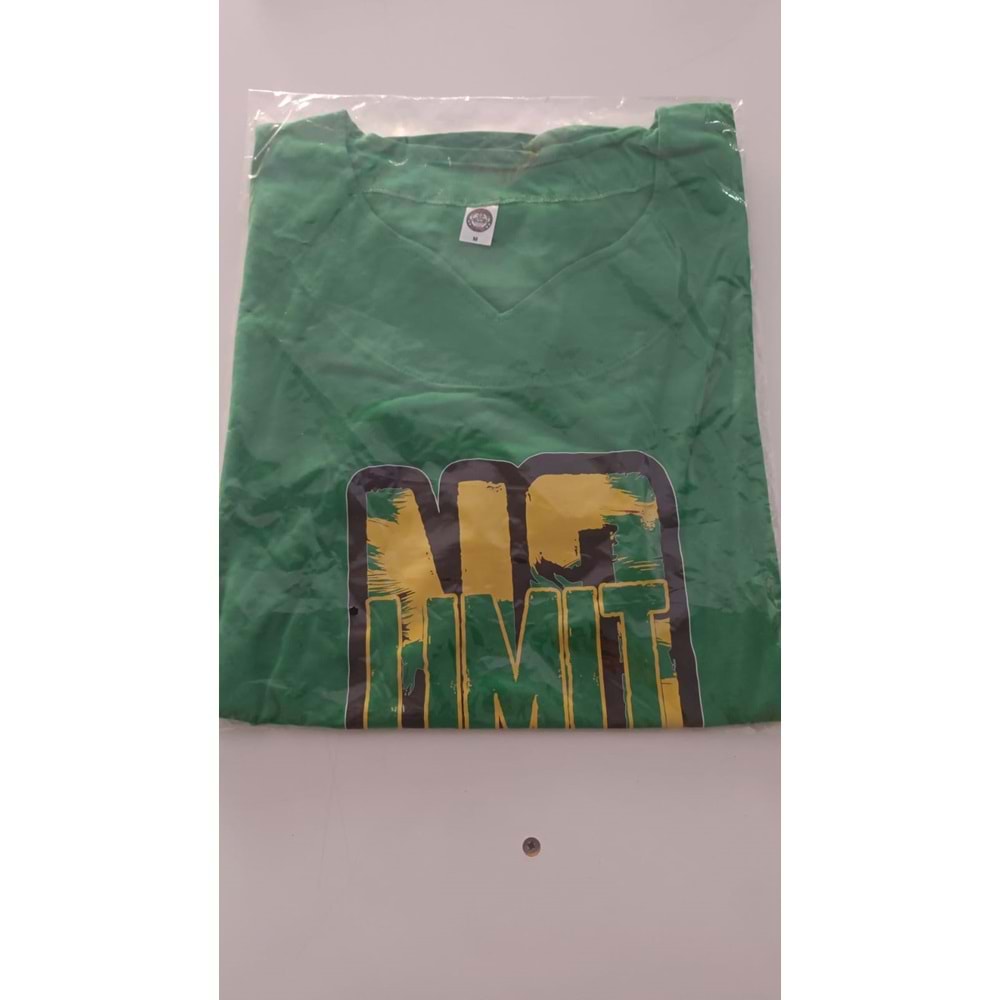 NO LIMIT Baskılı Erkek Fitness Sporcu T-shırt - YEŞİL - XL