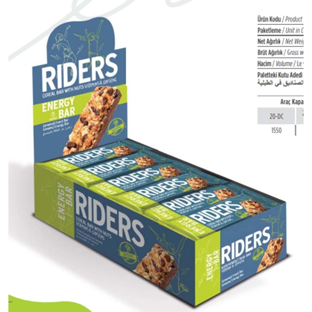 GRANIO Rıders Kuruyemişli &Gınseng Enrgy Bar 24 x 40 Gr