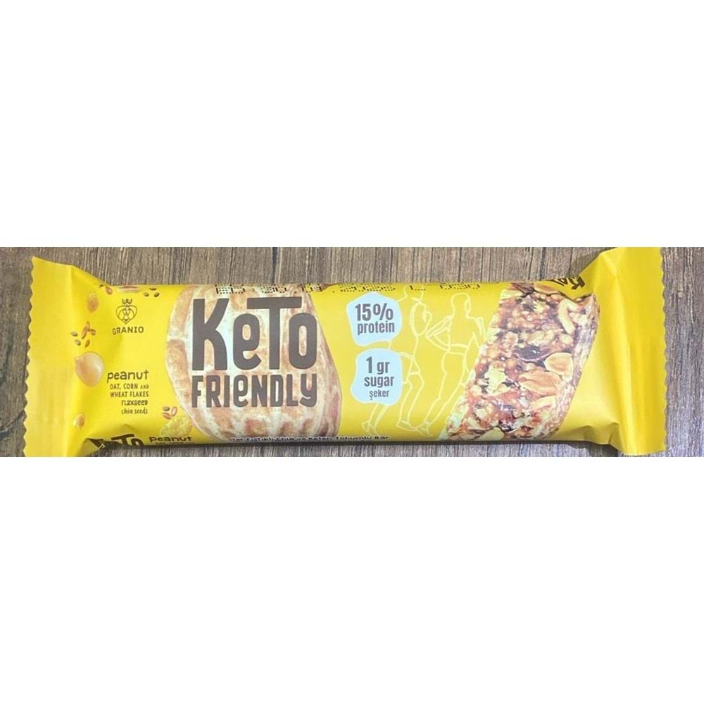 GRANIO Keto Frriendly Yer Fıstıklı Chia ve Keten Tohumlu Bar 24 x 40 Gr