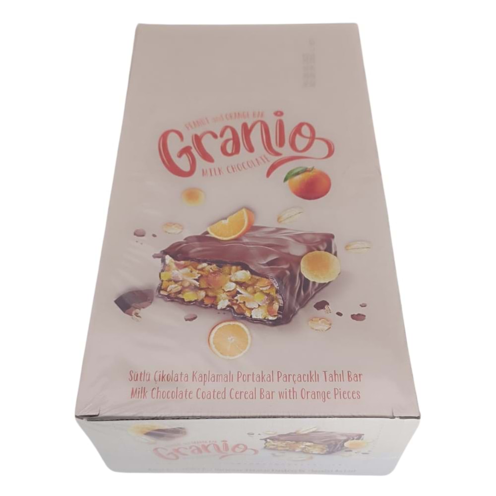 GRANIO Çikolatalı Portakal Parçacıklı Bar 24 x 40 Gr