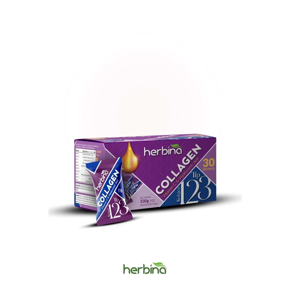 HERBİNA Tip 1-2-3 Kolajen, Karışımı Kivi Aromalı 30'lu Kutu