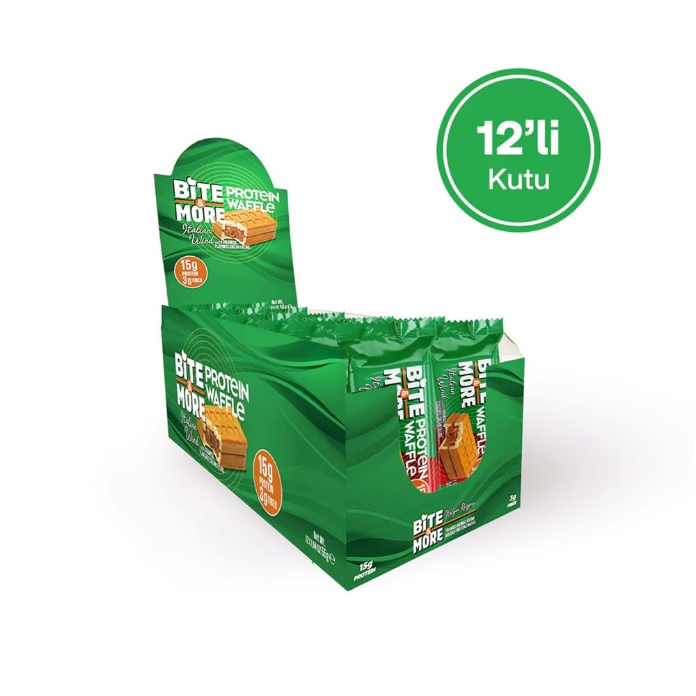 Bite More Protein Waffle Tiramisu 55g x 12Adet