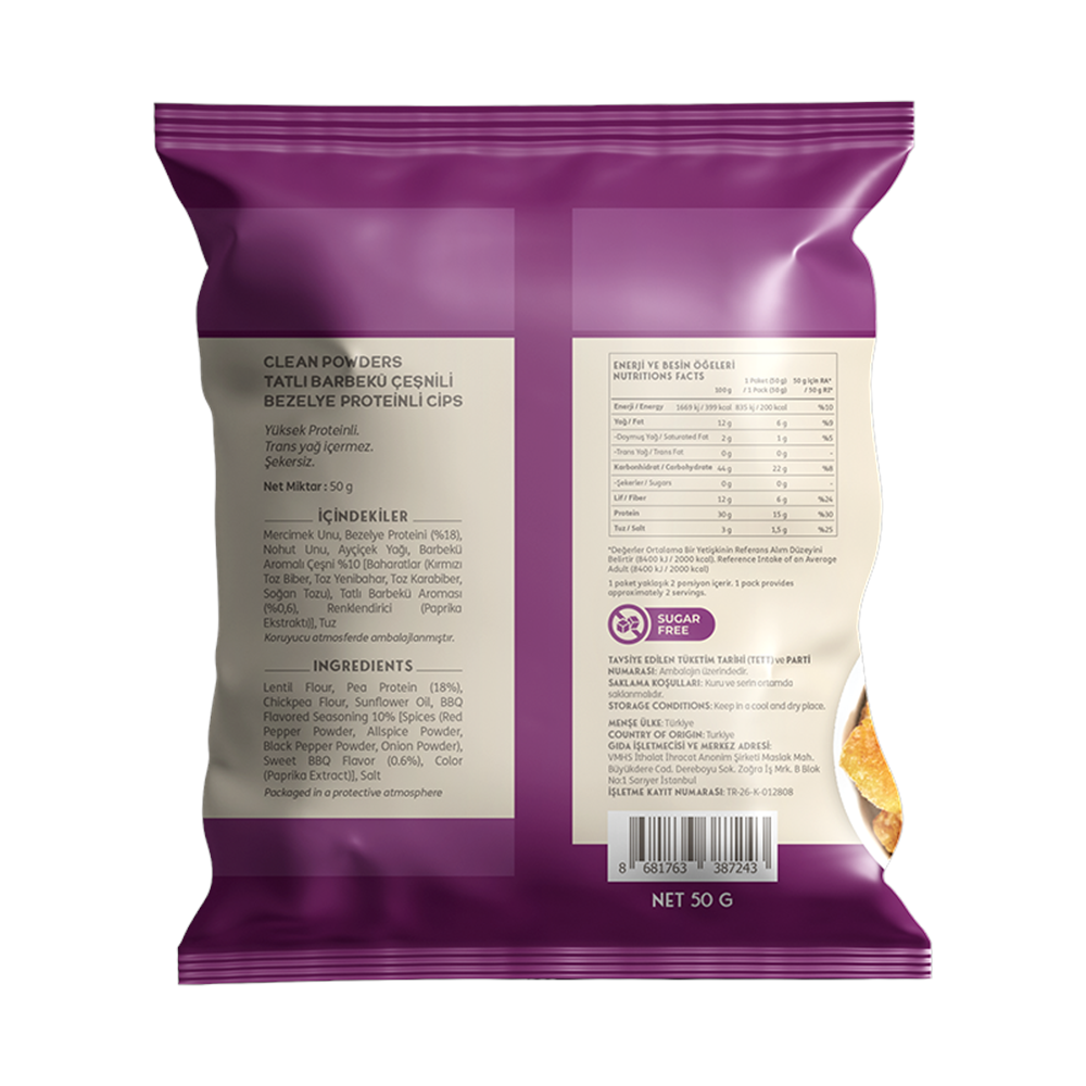 Clean Powders Protein Chips 50G Tatlı Barbekü