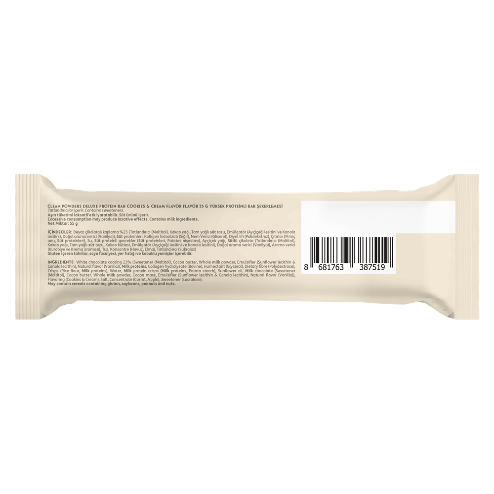 Clean Powders Deluxe Protein Bar 55 G x 1 ADET Beyaz Çikolata Kurabiye