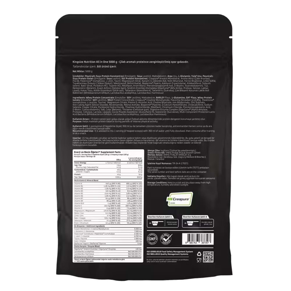 Kingsize Nutrition All In One Çilek 5000 G