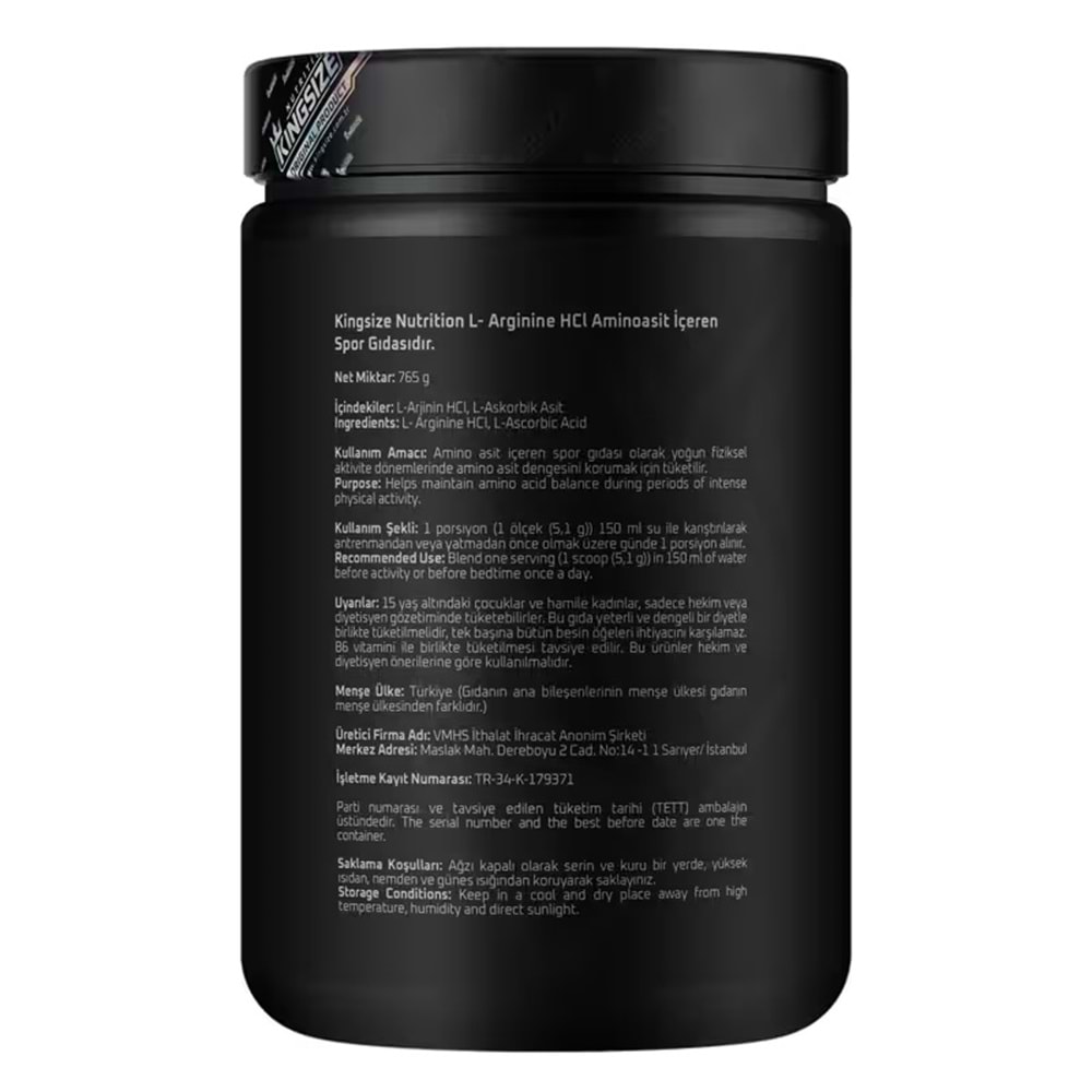 Kingsize Nutrition Arginine Powder AROMASIZ 765 G