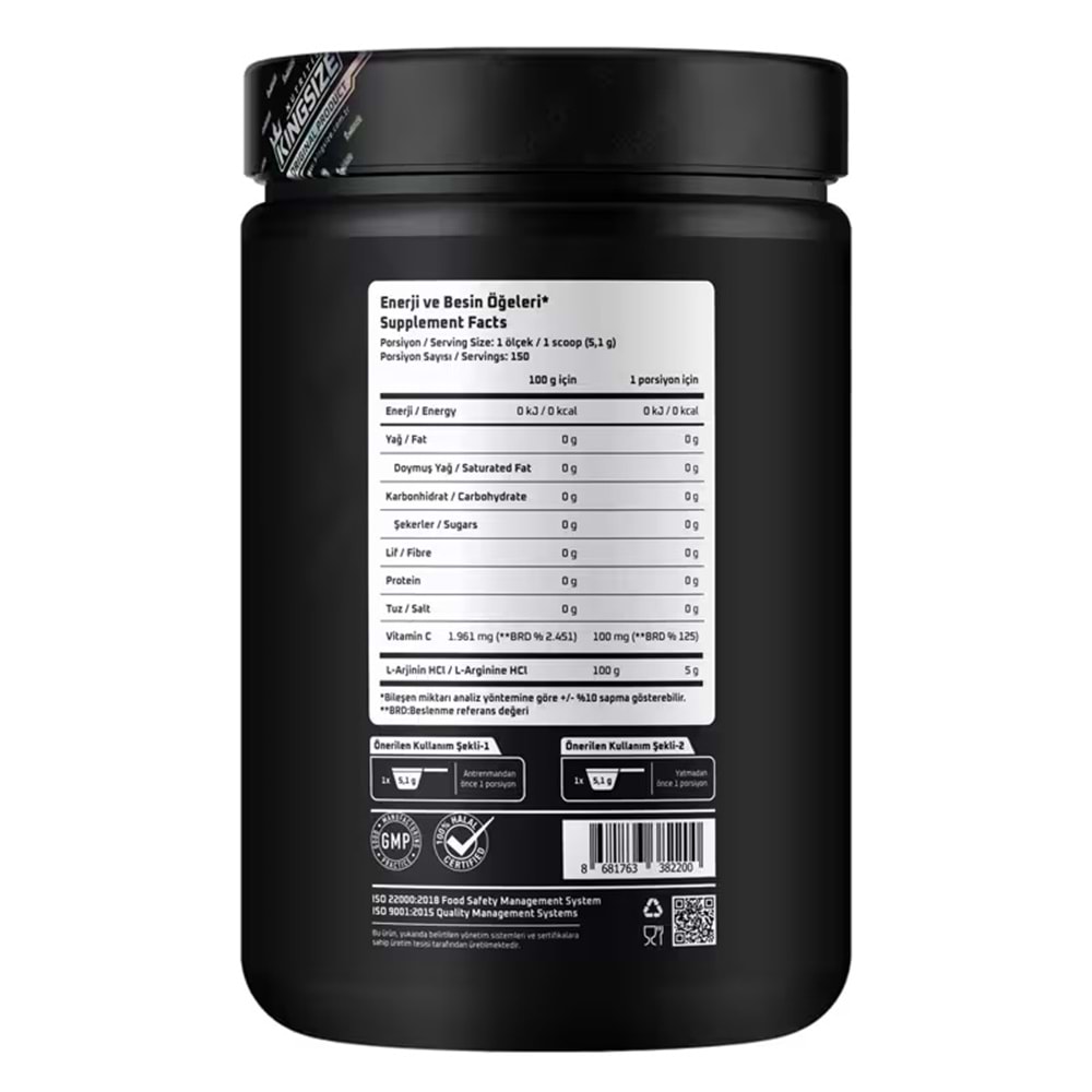 Kingsize Nutrition Arginine Powder AROMASIZ 765 G