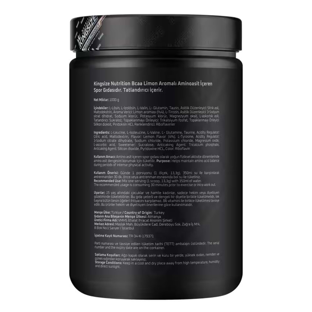 Kingsize Nutrition BCAA Complex Powder Kola 1000 G