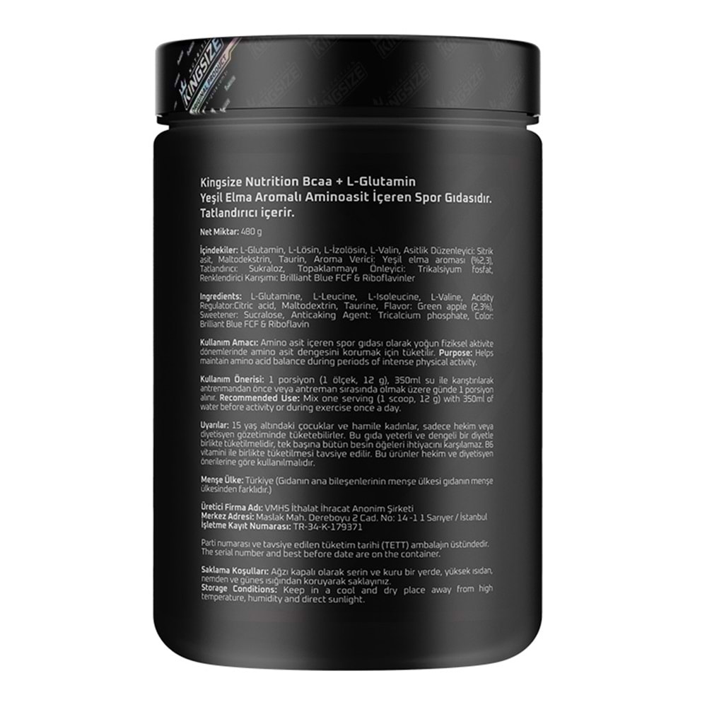 Kingsize Nutrition BCAA + Glutamine Powder Y.ELMA 480 G