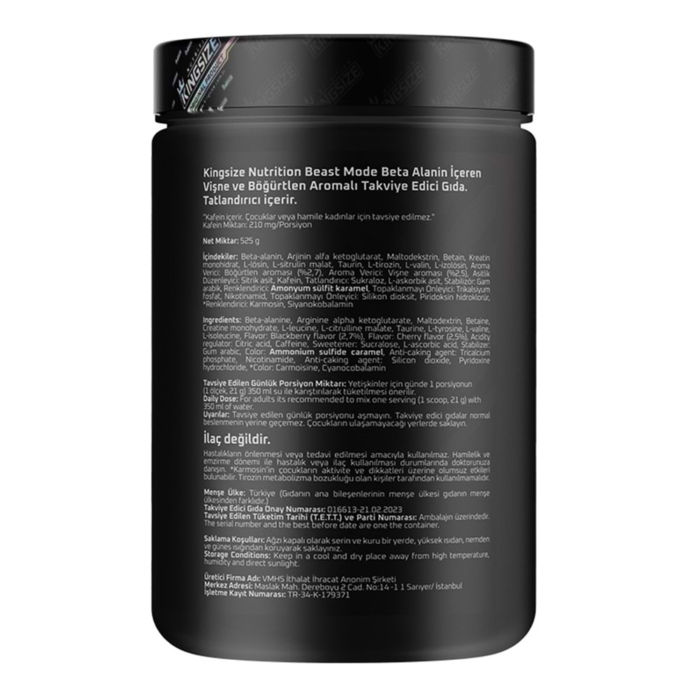 Kingsize Nutrition Beast Mode Kırmızı Meyveler 525 G