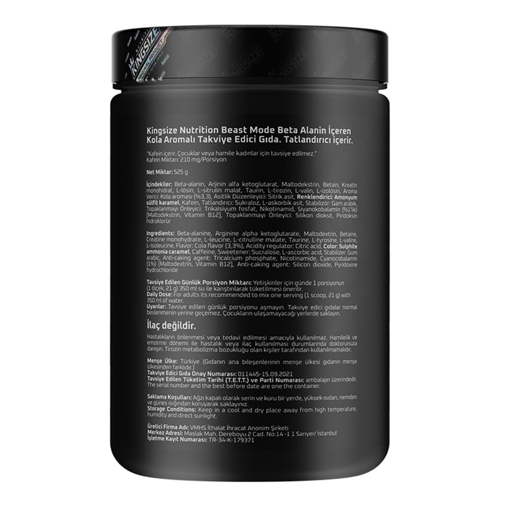 Kingsize Nutrition Beast Mode Kola 525 G