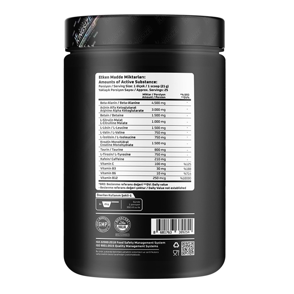 Kingsize Nutrition Beast Mode Kola 525 G