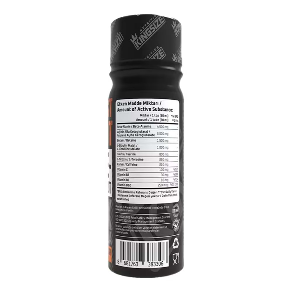 Kingsize Nutrition Beast Mode Şeftali 60 ML