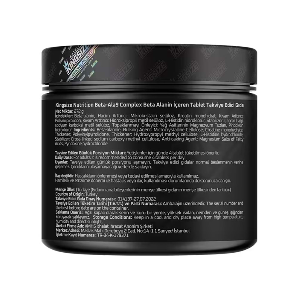 Kingsize Nutrition Beta Ala 9 Complex 160 Tablet