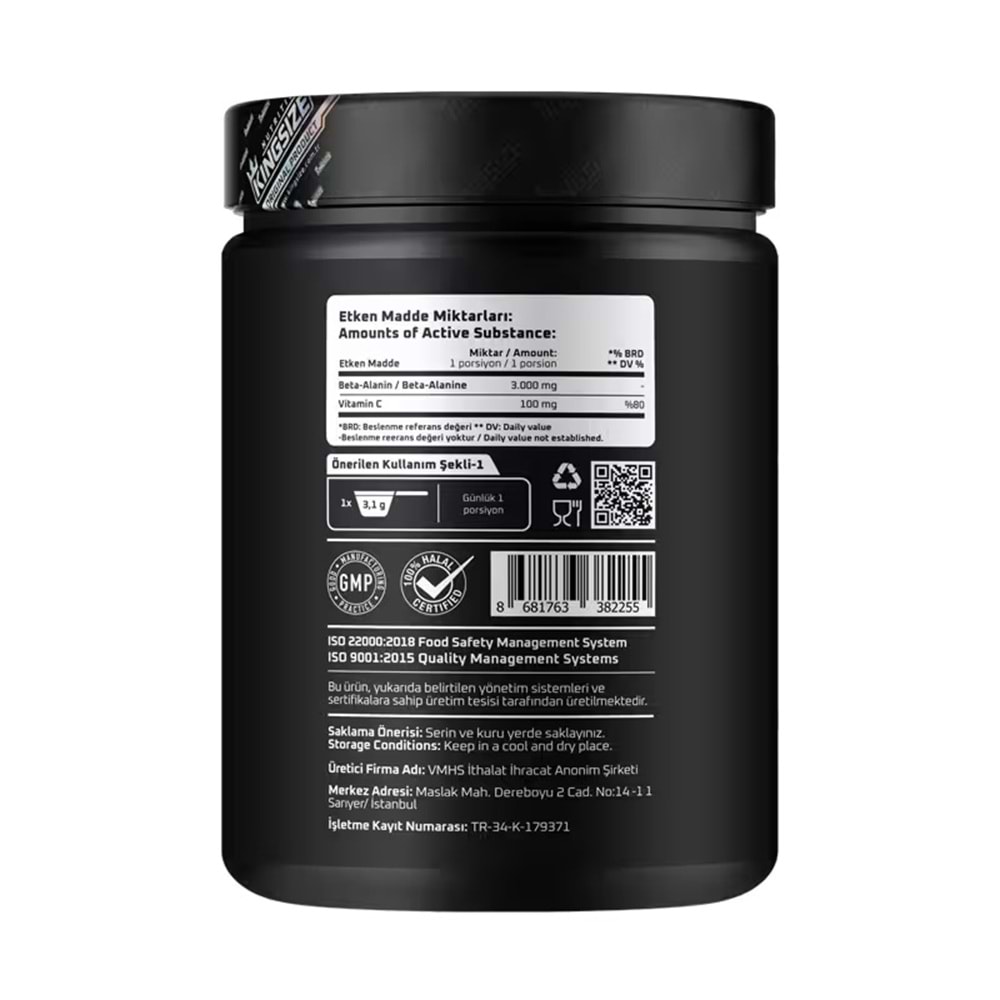 Kingsize Nutrition Beta Alanine Powder 515 Gr