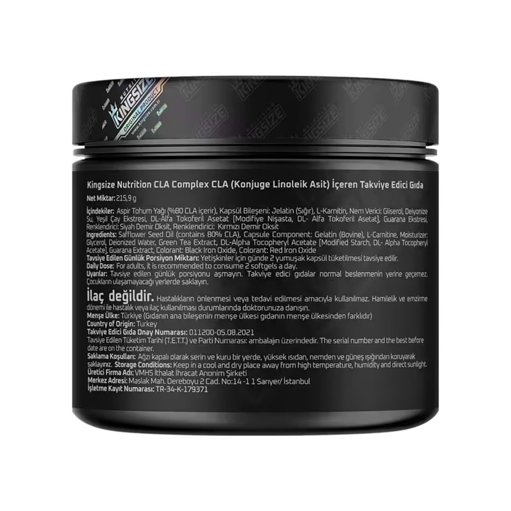 Kingsize Nutrition CLA Complex 180 Kapsül