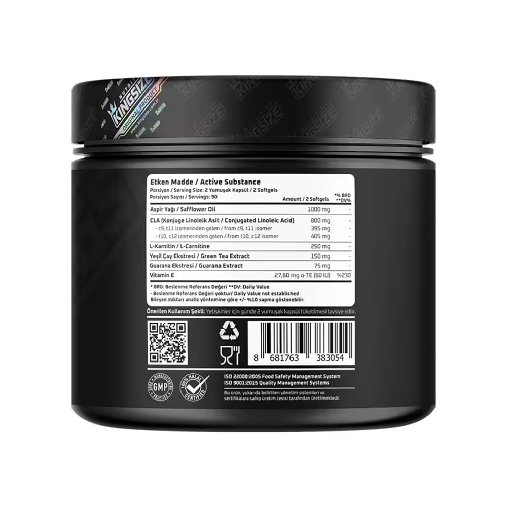 Kingsize Nutrition CLA Complex 180 Kapsül