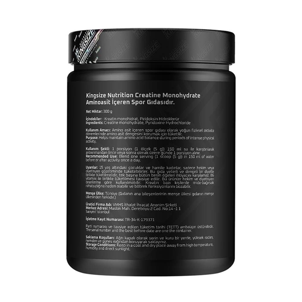 Kingsize Nutrition Creatine Powder Aromasız 300 G