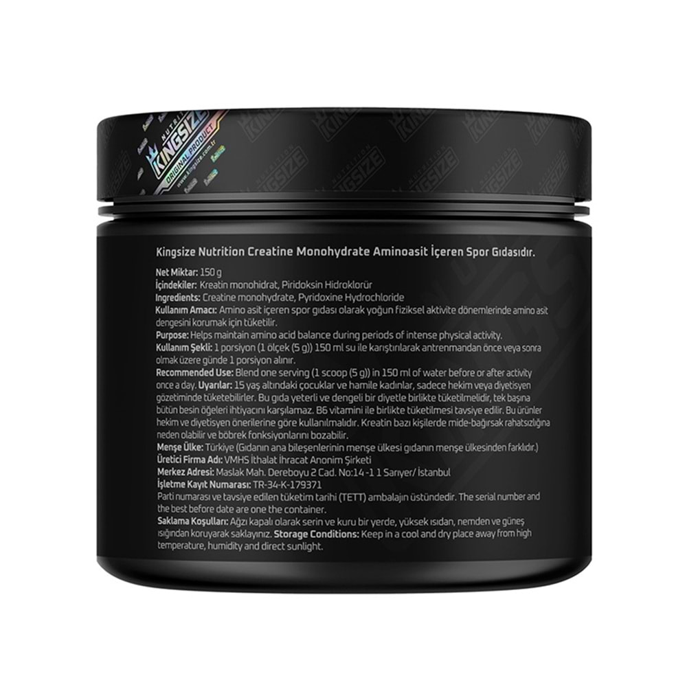Kingsize Nutrition Creatine Powder Aromasız 150 G