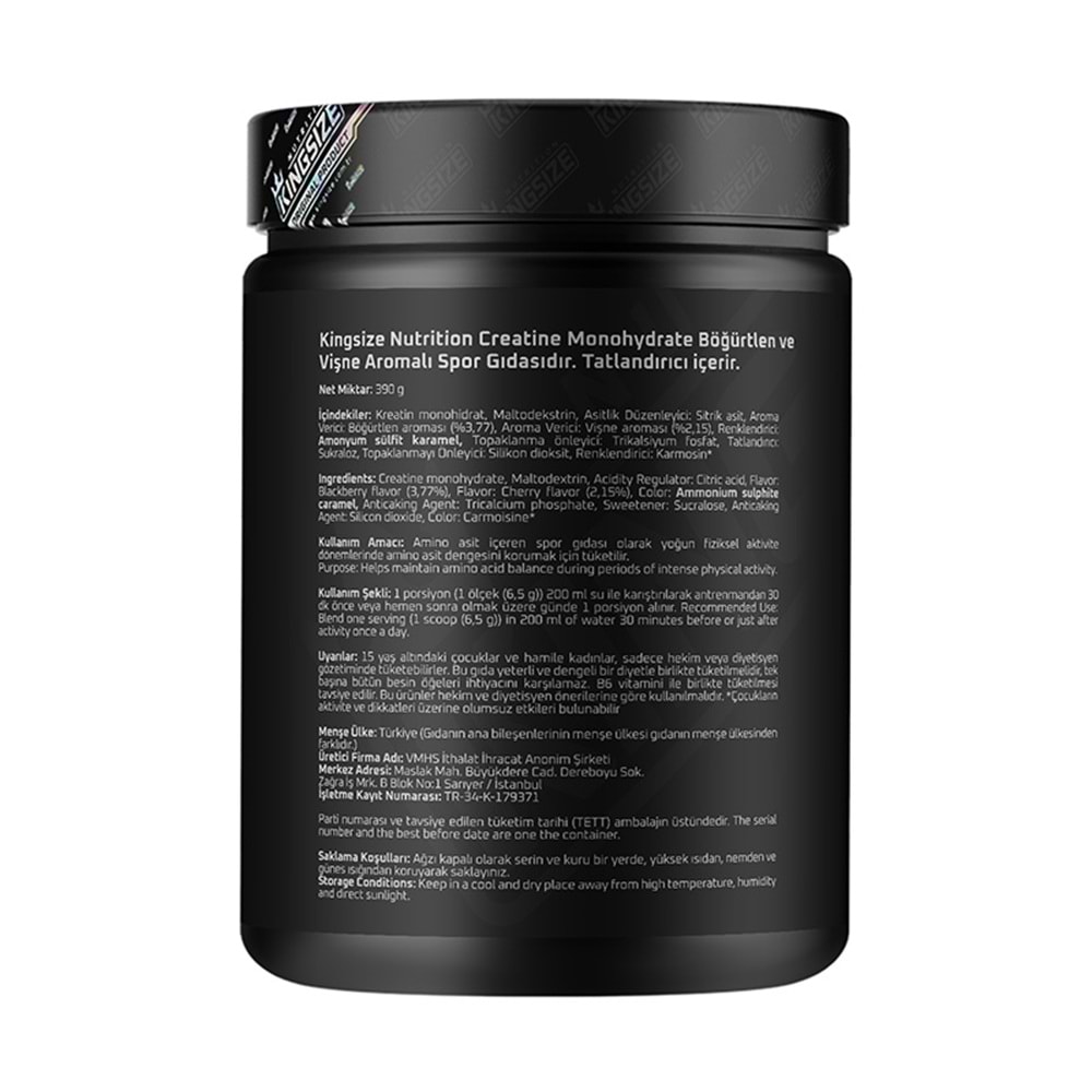 Kingsize Nutrition Creatine Powder Kırmızı Meyveler 390 G